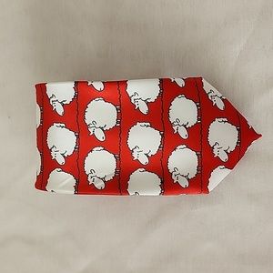 Kai Long Fun Novelty Print Black Sheep Red Handmade Silk Tie (O15)
